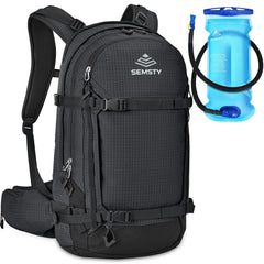 SEMSTY front view of 30L backpack showing pockets and zippers, durable storage advantage