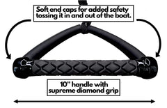 Shaka Pro close-up of 10 inch diamond-groove handle for superior wet grip