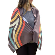 SHAKEitCOOL front view showing retro wave print and wearable cooling benefits