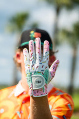 SHANKITGOLF cabretta leather palm close-up delivering soft tacky grip benefit