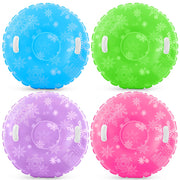 Shappy 36 inch snow tube 4-pack front view showing snowflake designs and colors for easy family fun
