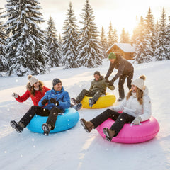 Shappy snow tube in use on hill with rider demonstrating stability and fun sliding