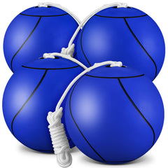 Shappy tether ball front view showing bright blue ball and rope, easy identification