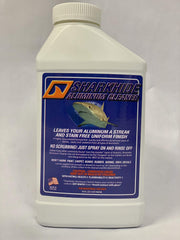 Sharkhide aluminum cleaner front label showing product and usage guidance for easy identification