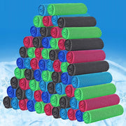 Shellwei bulk pack of 100 cooling towels displayed, shows value and quantity