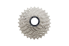 Shimano 105 CS-R7000 front view showing cassette teeth and clean silver finish for reliable shifts