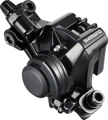 SHIMANO BR-M375-L caliper front view showing post-mount and clean finish for durable stopping