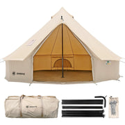 ShinHye front view bell tent pitched at campsite showing stable shelter