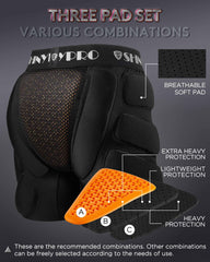 SHINYPRO back view highlighting three tailbone pads for concentrated protection