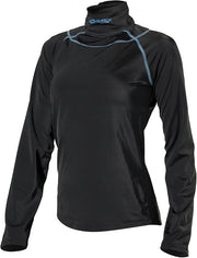Shock Doctor front view of black youth girls compression shirt showing fit and long sleeves