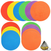 SHUESS front view of 18-piece poly spots showing storage bag and colors benefit portability