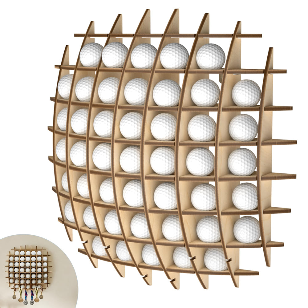 ShutuFly front view of 52-ball rack showing neat, space-saving display