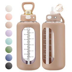 SIEROZUR front view glass bottle showing silicone sleeve and handle for durable daily use