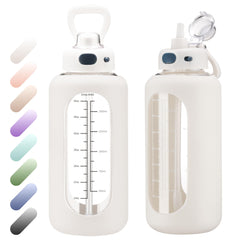 SIEROZUR front view glass half gallon showing stable base and silicone sleeve for safer handling