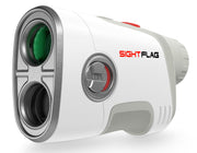 SIGHTFLAG front view showing compact body and lens, improving on-course portability