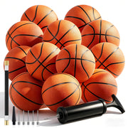 SIKEMAY front packaging showing 12 basketballs and pump for easy selection