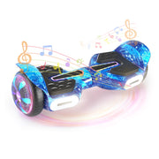 SIMATE hoverboard front view showing lights and speaker for safe visibility