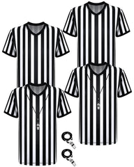 Sintege front view four silver referee shirts with whistles for quick outfitting benefit