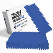 Skate Anytime front view of blue Precision tiles showing layout and branding benefit: clear training zone