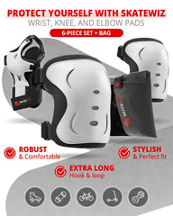 SKATEWIZ wrist guard detail showing splint and straps to stabilize wrists during falls