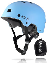 SKITCH helmet front view showing Cool Blue color and protective fit