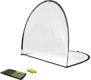 SKLZ front view of full driving range kit showing net and launch pad for easy practice