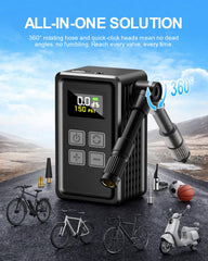 SKYJDM mini bike pump LED lit during night repair improving visibility and safety