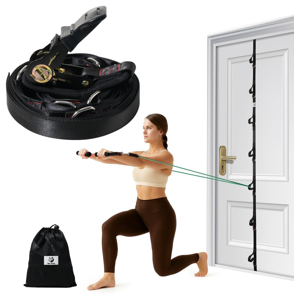 Slim Panda front view of door anchor strap showing full length and attachment points, durable setup benefit