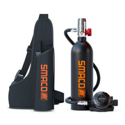 SMACO S400 front view showing compact 1L cylinder and label, emphasizing portability