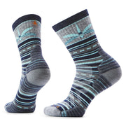 Smartwool front view of deep navy mid crew socks showing fit and styling benefit
