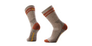 Smartwool Mountaineer tall crew socks front view showing Fossil color and tall cuff for warmth