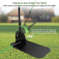 SMBDFOD in use on driving range with alignment rods improving swing plane