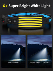 Smiling Shark close-up of six white LEDs highlighting wide and focused beams