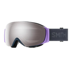 SMITH IO MAG S front view in French Navy showing frame and strap, clear fit for narrow faces