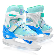 SMOOJOY front view blue skates showing design and easy fit benefit