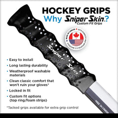 SNIPER SKIN sleeve next to a hand for scale showing fit across stick sizes