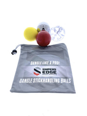 Snipers Edge front view of four-ball training kit showing all balls and bag for versatile practice