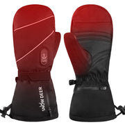 SNOW DEER front view of heated mittens showing design and fit for warmth