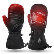 SNOW DEER front view of mittens showing waterproof shell and wrist cuff for warmth
