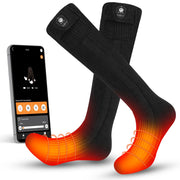 SNOW DEER front packaging view showing heated socks and battery, highlights performance