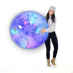 SNOWCANDY front view illuminated tube showing bright LED glow and visibility benefit