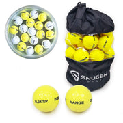 SNUGEN floater front pack showing 48-ball set and clear branding for convenient practice