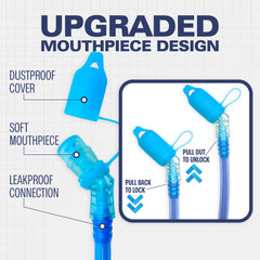 SoJourner Bags detail of push-lock bite valve keeping water flow controlled and leak-free