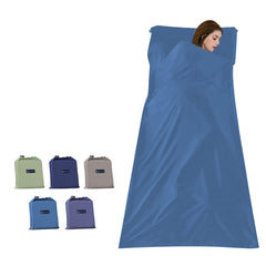 SOMOYA front view of sleeping bag liner folded and unfolded, showing portability benefit