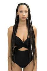 SOUL CAP being pulled over long hair demonstrating easy application