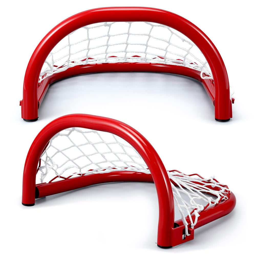 Soulchen front view of both mini goals showing compact portable setup and quick play