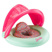 Speedo front view of blue junior goggles showing shape and buoyant design