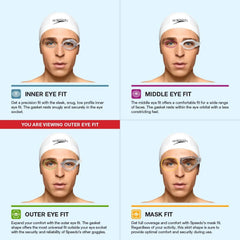 Child wearing Speedo Hydrospex goggles in pool demonstrating secure fit and clear vision