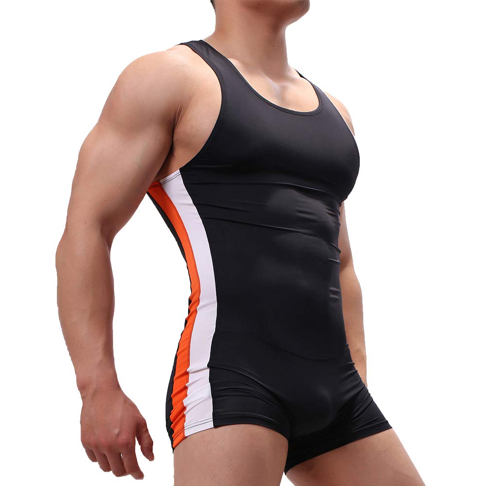 SPNSSTCR front view of black bodysuit showing slim fit and support