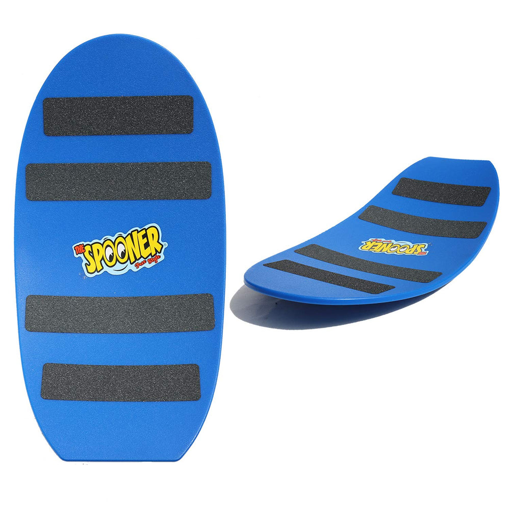 Spooner Boards Freestyle blue front view showing deck shape and balance benefits